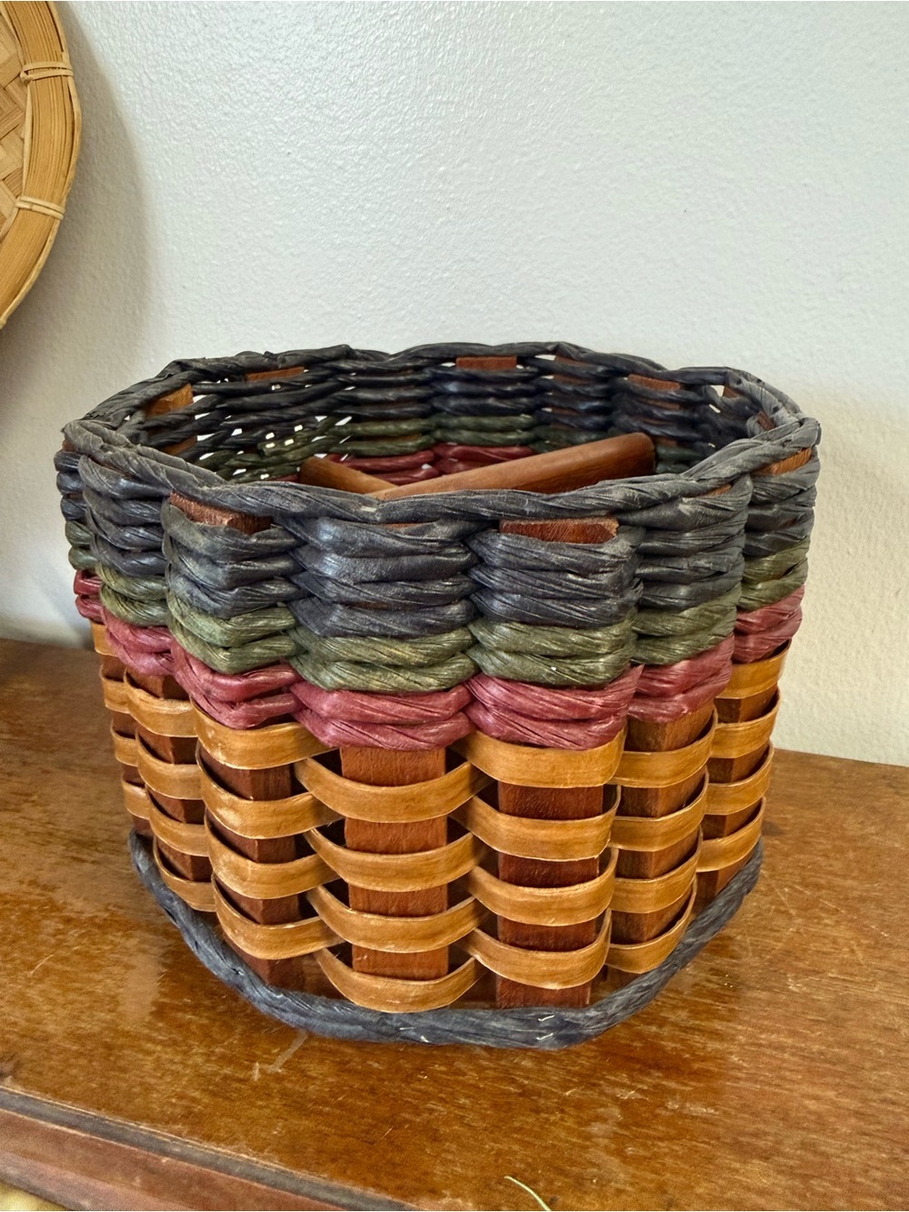 Vintage Fox Creek Basket Co. Divided Basket Organizer Lazy Susan Americana USA